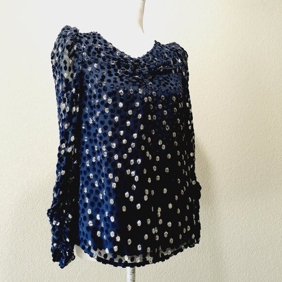 Kate Spade Velvet & Metallic Dot Blouse - Picture 1 of 15